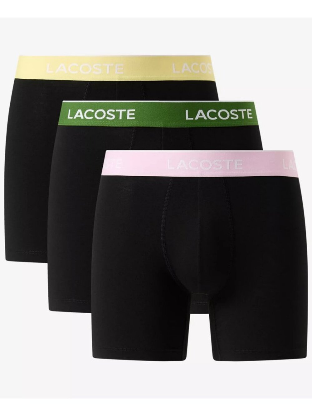 Lacoste Boxer Briefs Casual 3 Pack Cotton Stretch Black Men's New LARGE